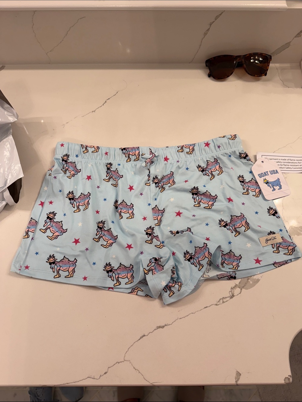 Goat Usa Light Blue Unicorn Print Pajama Shorts